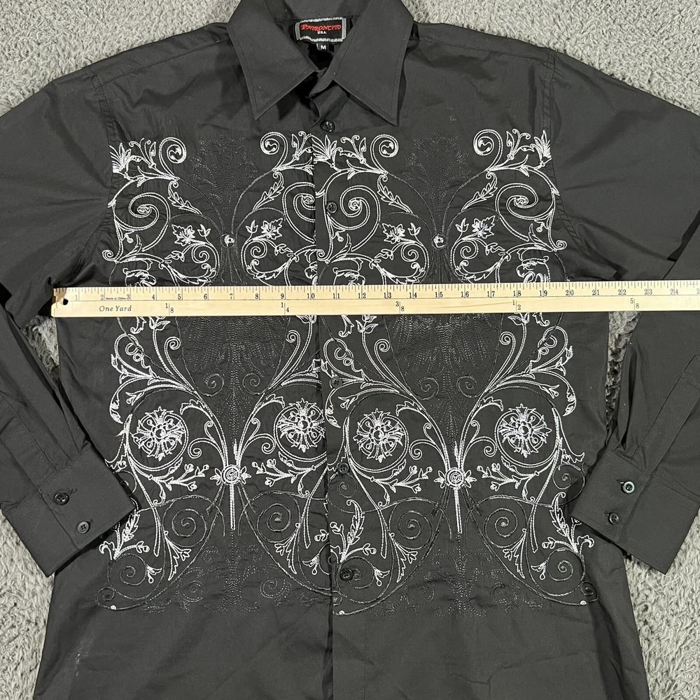 Patroncito Shirt Mens Medium Black Button Up Long Sleeves USA Western - Picture 3 of 12
